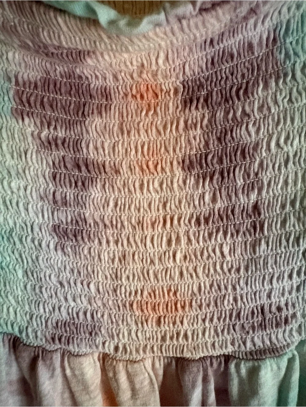 torrid size 00 Pastel Tie-Dye Smocked Peasant Top - Picture 3 of 4